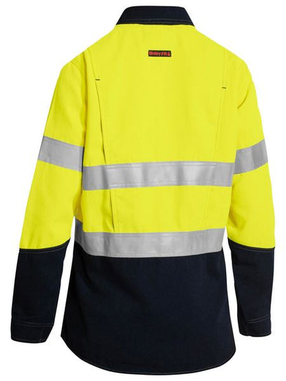 Bisley tencate Tecasafe Plus Women's Taped Two Tone FR Hi Vis Lightweight Vented Long Sleeve Shirt (BL8098T)-Clearance