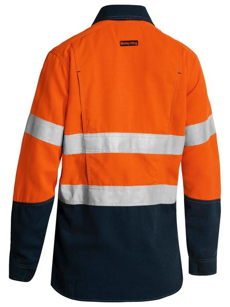 Bisley tencate Tecasafe Plus Women's Taped Two Tone FR Hi Vis Lightweight Vented Long Sleeve Shirt (BL8098T)-Clearance