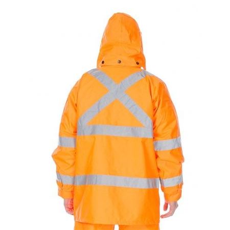 Workit Hi Vis 2 Tone Waterproof X-Back Rail Taped Rain Jacket (3005X)