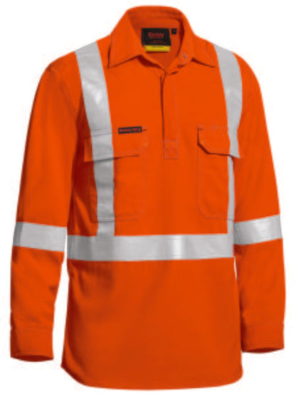 Bisley Tencate Tecasafe Plus Taped Hi Vis Closed Front Lightweight Fr Shirt - Long Sleeve (BSC8176T)