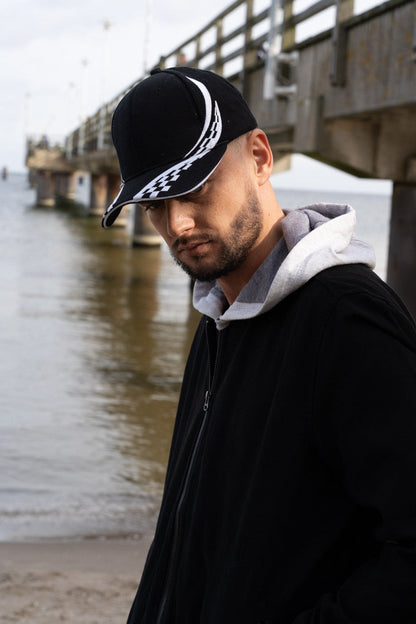 Headwear Brushed Heavy Cotton With Swirling Checks & Sandwich Cap (4076)- Clearance