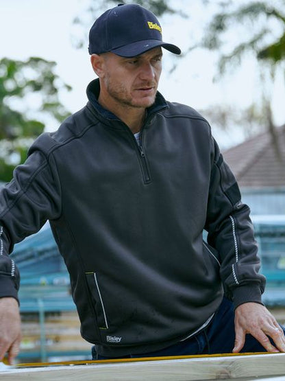 Bisley Work Fleece 1/4 Zip Pullover With Sherpa Lining (BK6924)-Clearance