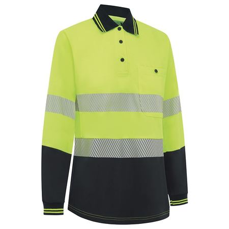 Workit Womens Long Sleeve Poly Cotton Taped Polo Shirt (5014T)