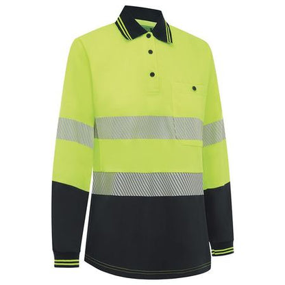 Workit Womens Long Sleeve Poly Cotton Taped Polo Shirt (5014T)