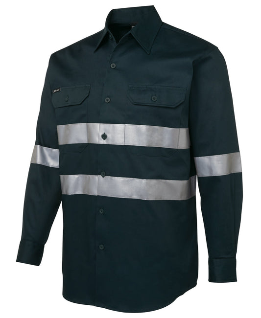 JB's 6HDNL Hi Vis (D+N) Long Sleeve 190g Shirt With Tape - Adults (6HDNL)