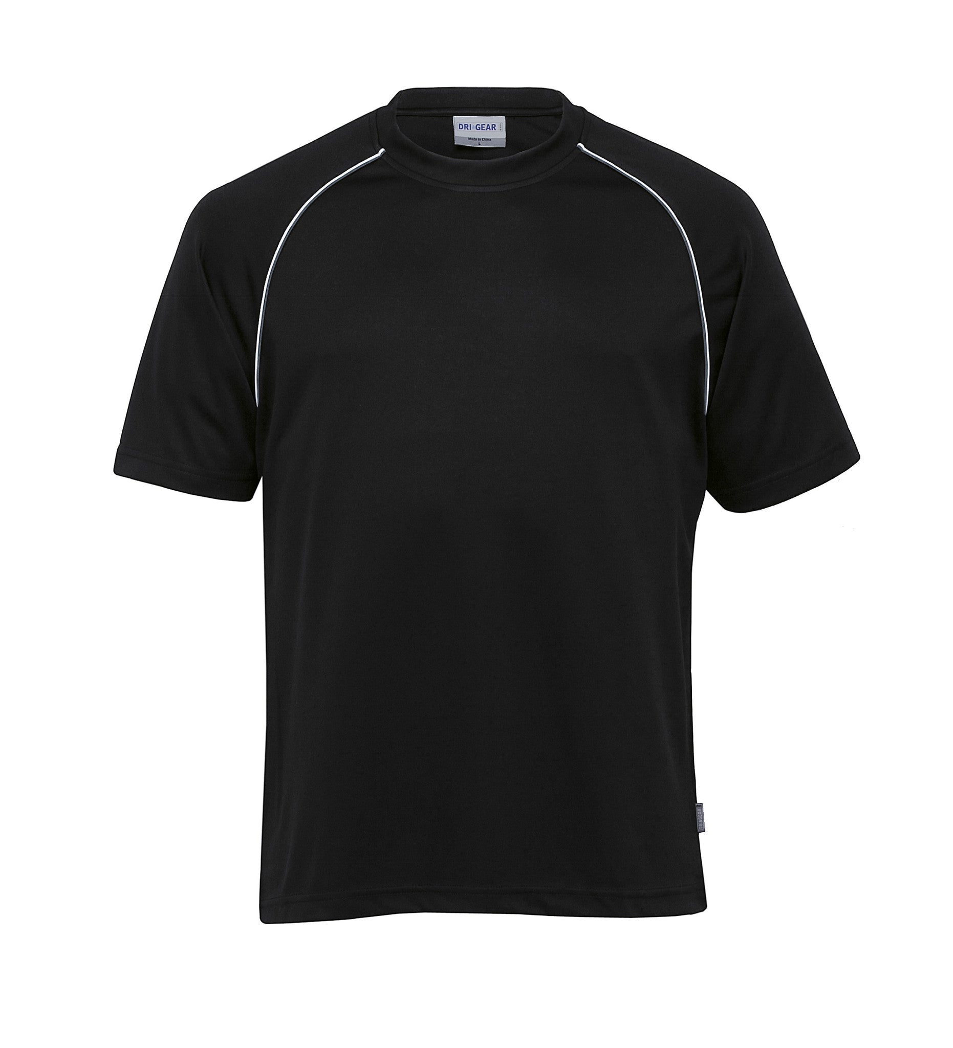 Gear For Life-Gear For Life Gents Dri Gear Twin Piped Tee-Black/White/Charcoal / XS-Corporate Apparel Online - 2
