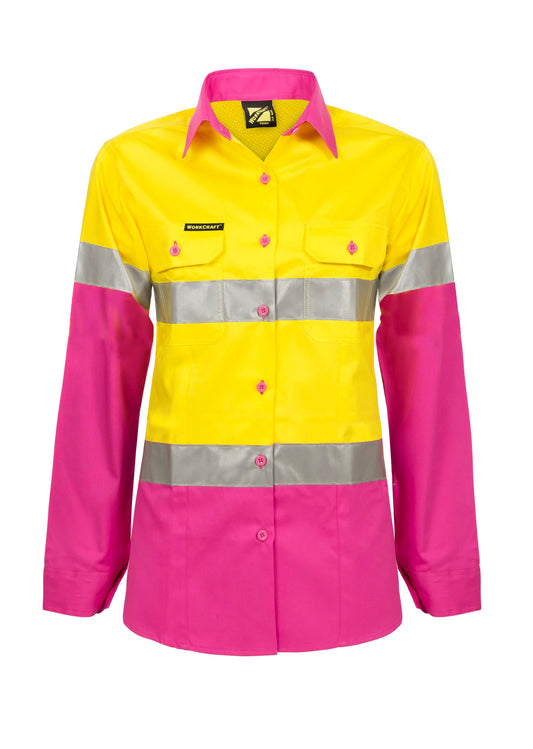 Workcraft Ladies Hivis Shirt Csr Tape-LS (WSL501) Clearance
