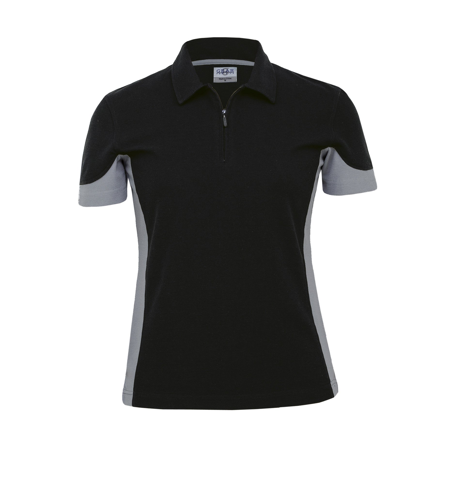 Gear For Life-Gear For Life Womens Quantum Duo Polo-Black/Aluminium / 8-Corporate Apparel Online - 2
