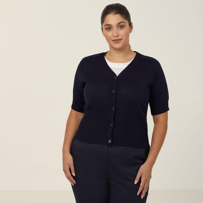 NNT Uniforms Wool Rich Short Sleeve Rib Trim Cardigan(CAT5BJ)