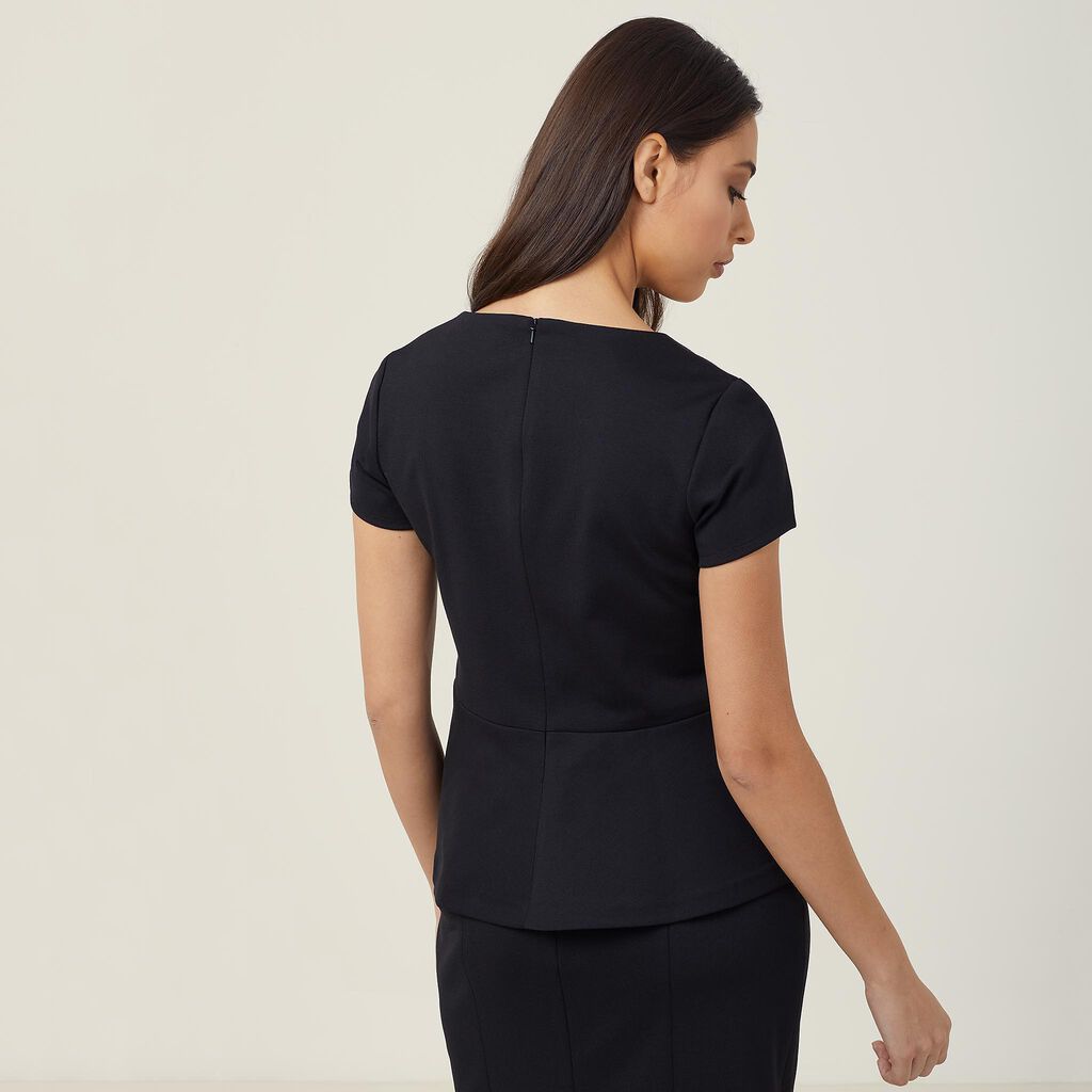 NNT Uniforms Ponte Knit Cap Slv Peplum Top(CAT9S1)