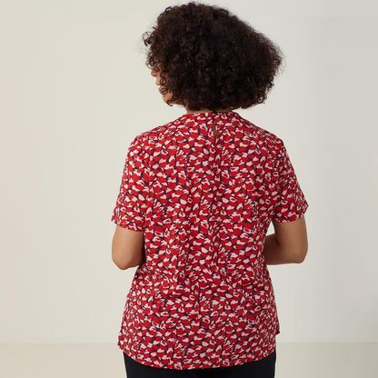 NNT Uniforms Antibacterial Petal Print Short Sleeve Top (CATUFA)- Clearance