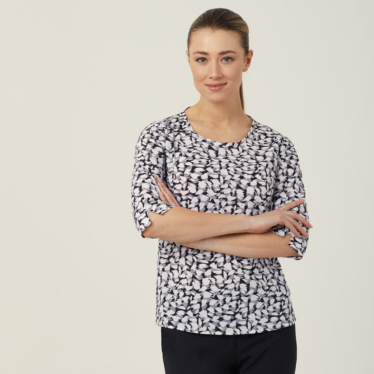 NNT Uniforms Petal Print 3/4 Sleeve Top(CATUFN)